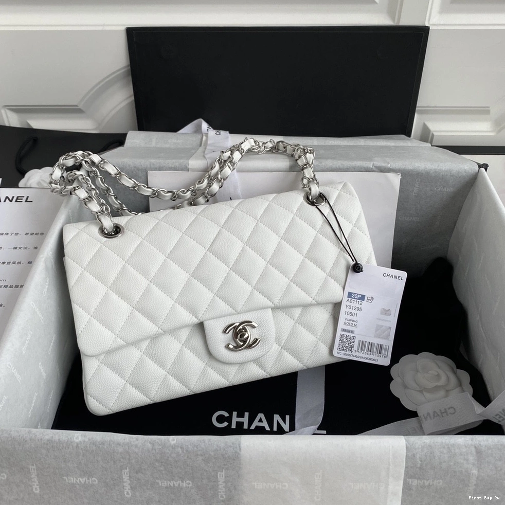 Firstbag Ru 2.55 A01112 Bag CHANEL Large White Flap Calfskin Leather 0712
